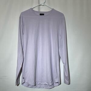 CUTS Long Sleeve Crew Neck Curve Hem Shirt Lavender Mens Size Large